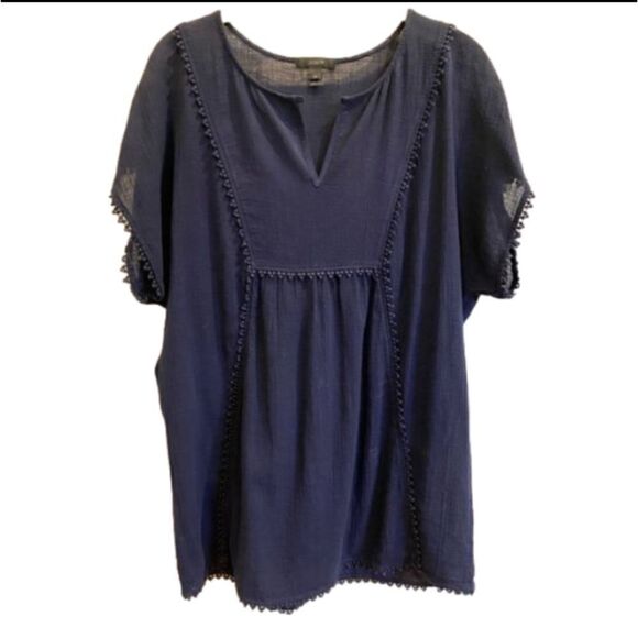 J CREW NAVY GAUZE TUNIC - Picture 1 of 4